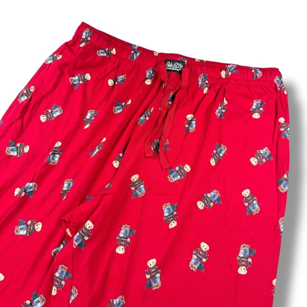 Polo Ralph‎ Lauren Mens Polo Bear Cotton Pajama Pant Size Extra Large XL Red